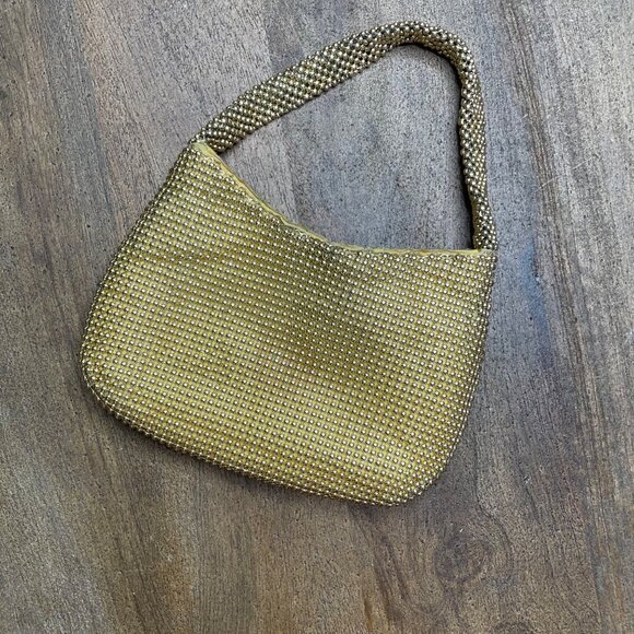 Unbranded Y2K‎ Gold Beaded Mini Handbag Event Romantic Feminine Vintage Inspired - Picture 1 of 5